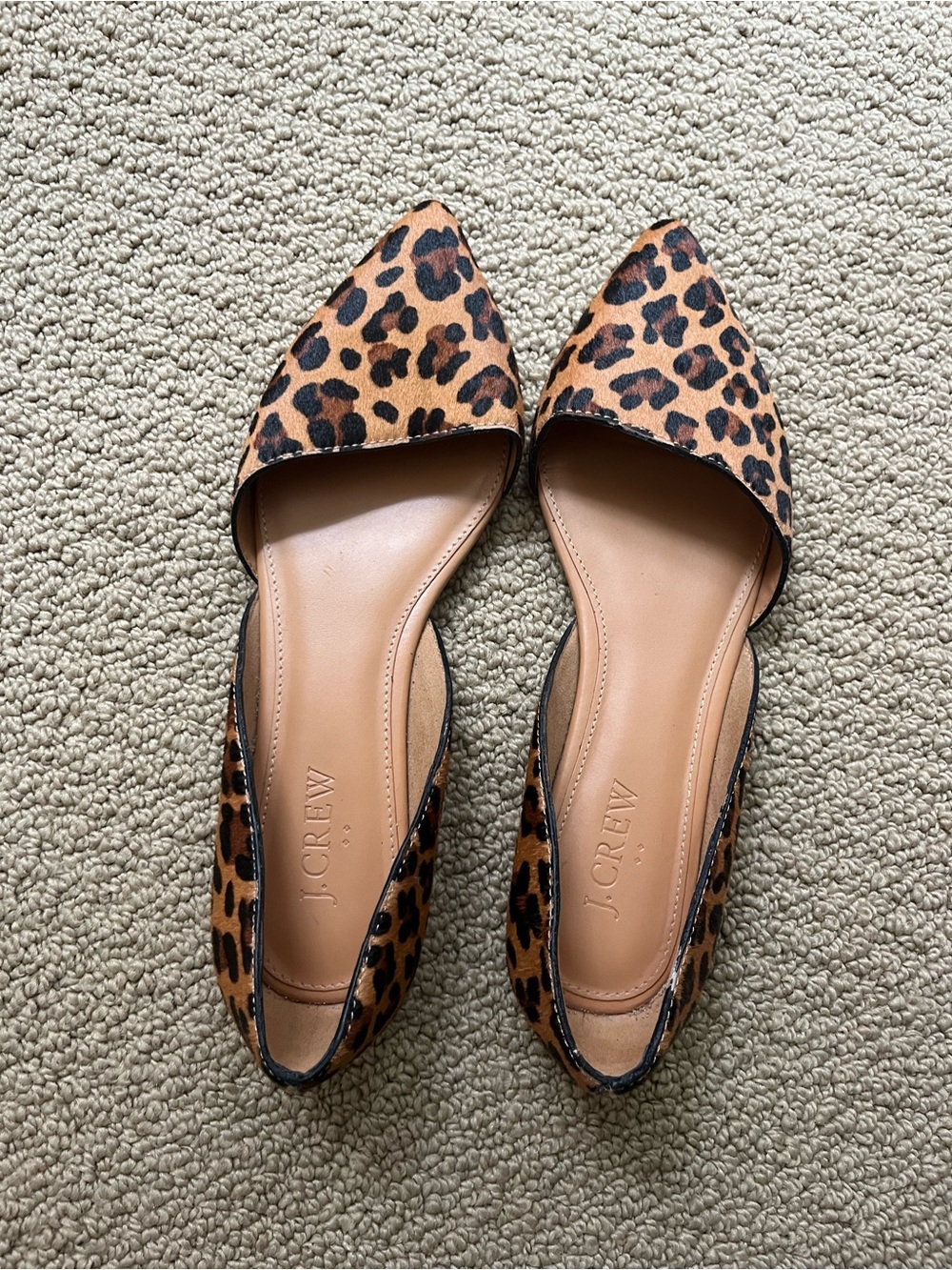 J. Crew Leopard-Print Pointed D'Orsay Flats